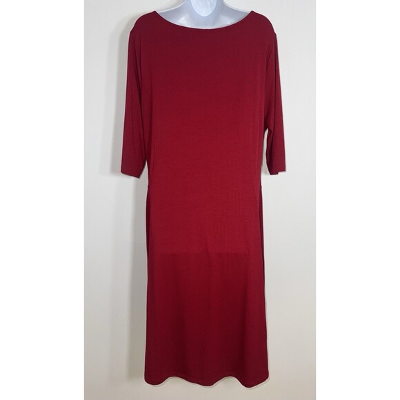 Soft Surroundings Red Half Sleeve Scoop Neck Midi Dress Pima Cotton Women XL - Picture 4 of 10